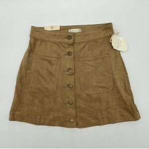 NWT Altar’d State Brown Caramel Button-Front Skirt w Two Front Pockets
